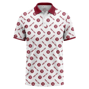 your name & logo repeat pattern all over print custom polo shirt