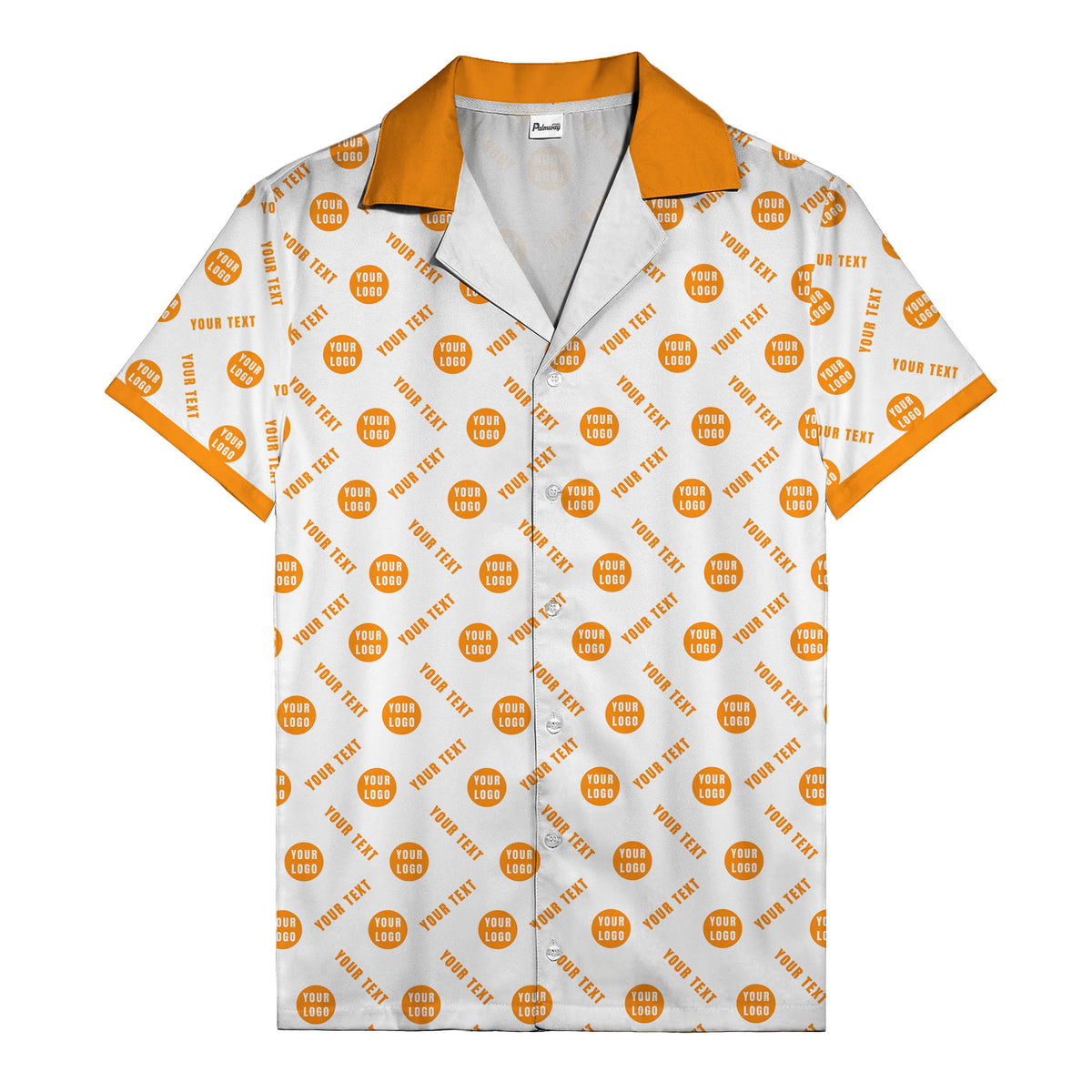 black custom logo circles text white hawaiian shirt