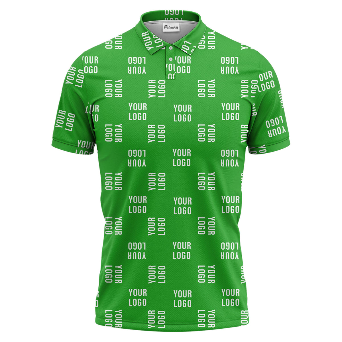 black repeat custom logo text pattern polo shirt for men