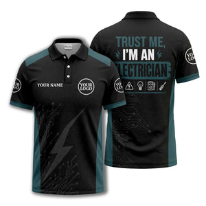 circuit board lightning bolt graphic modern tech polo shirt