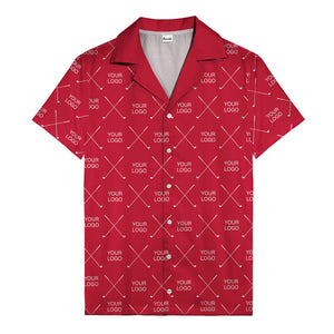 crossed golf clubs logo repeat pattern hawaiian shirt for men