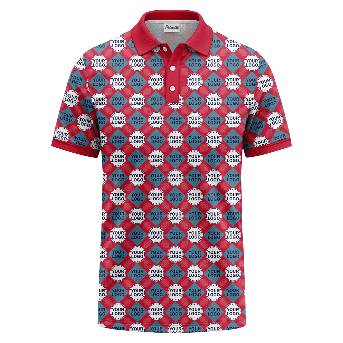 custom diamond grid circular logos polo shirt for men