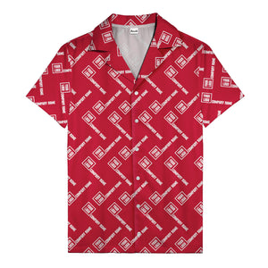 custom logo & company name repeat black hawaiian shirt for men