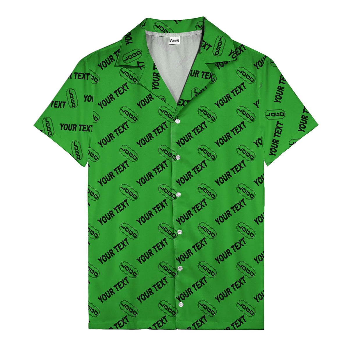 custom logo & editable text repeat pattern black hawaiian shirt