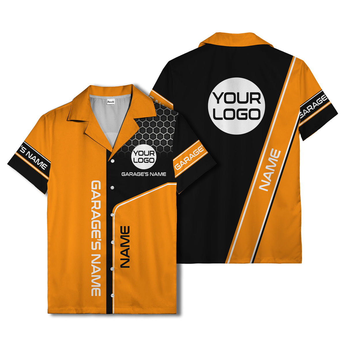 custom logo hexagonal honeycomb automotive hawaiian shirt for men