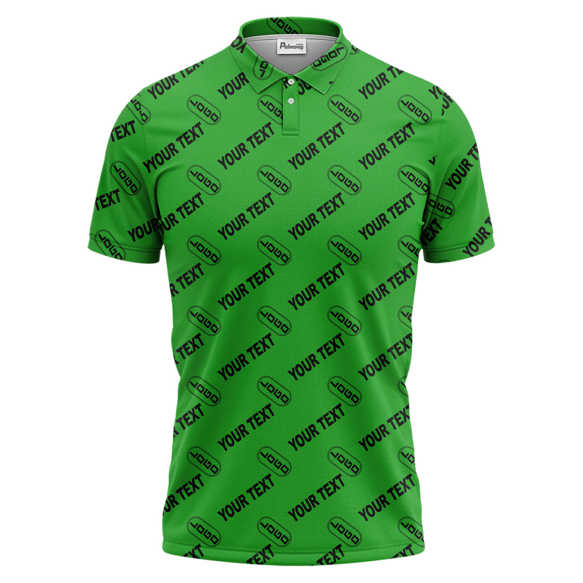 custom logo & monogram text repeat pattern black polo shirt for men