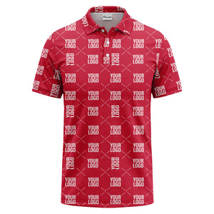 custom logo repeat diamond grid black white polo shirt