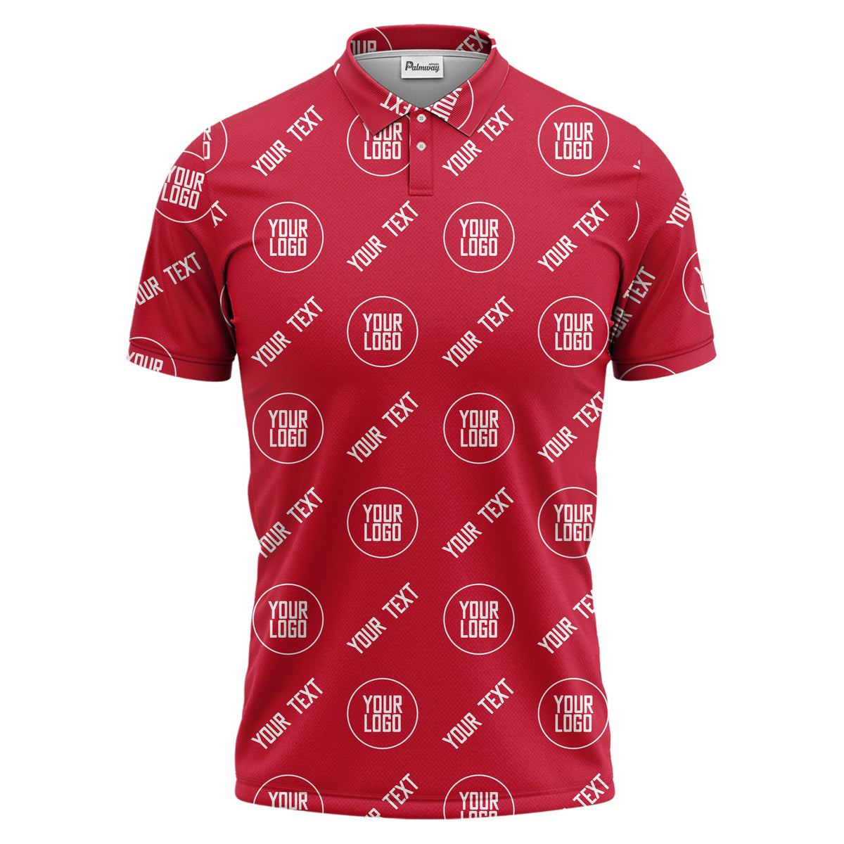 custom logo & text repeat pattern black personalized polo shirt for men
