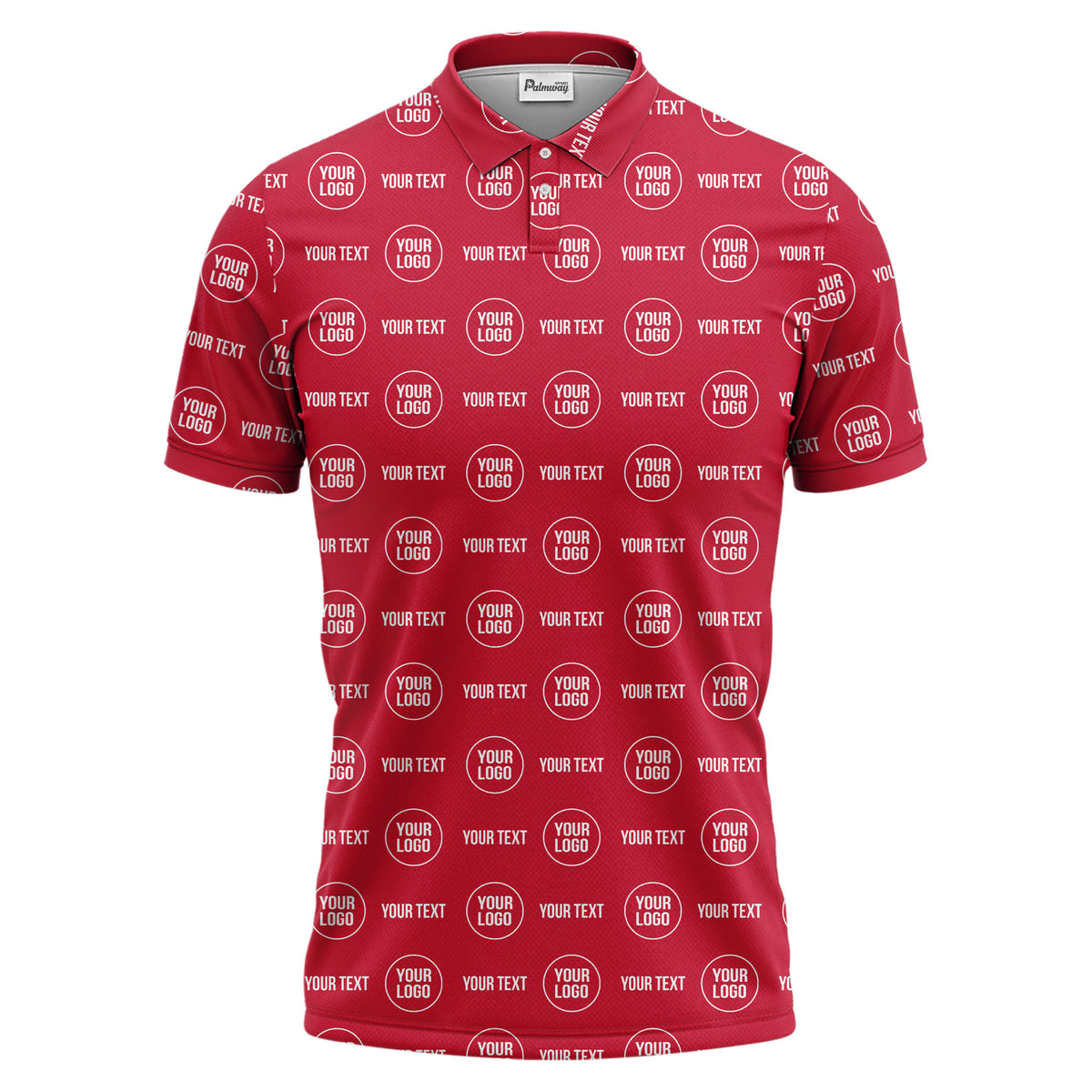 custom logo & text repeat pattern black polo shirt for men