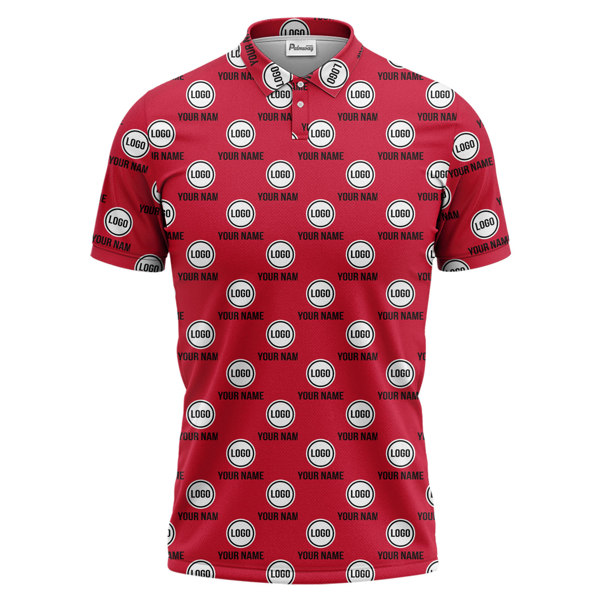 custom name & logo repeat circle pattern black polo shirt