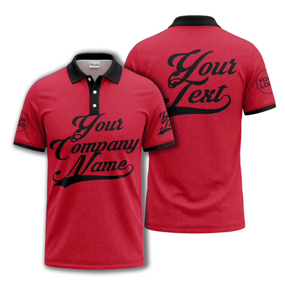 custom script logo corporate casual polo shirt for men