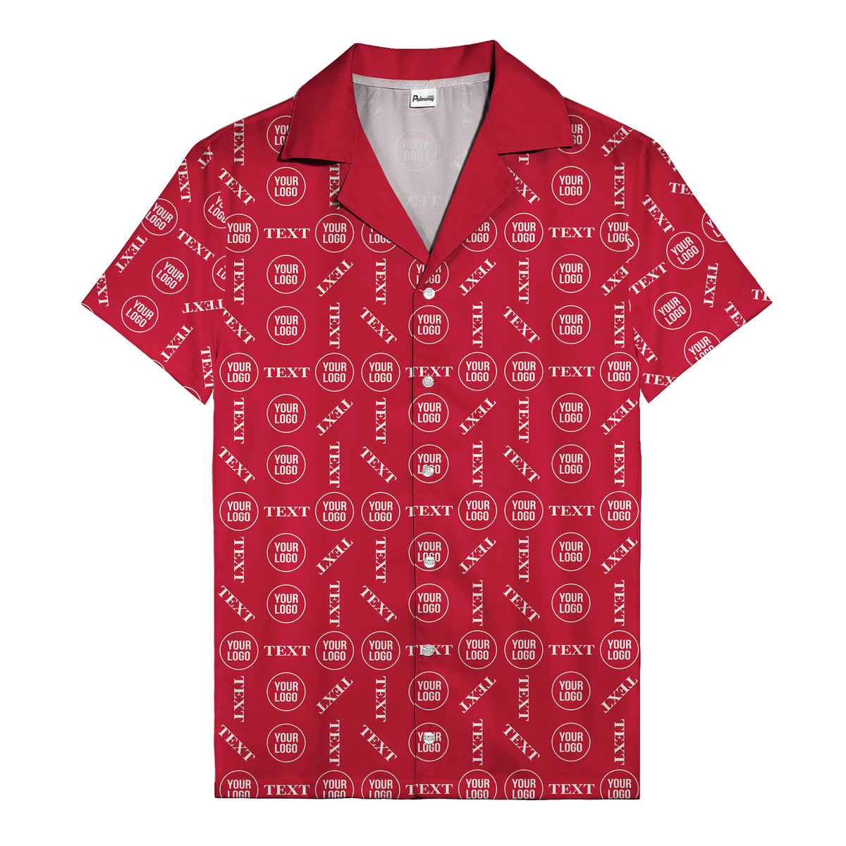 custom text & logo repeat pattern hawaiian shirt