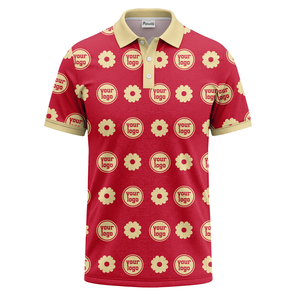 customizable daisy & monogram repeat pattern polo shirt