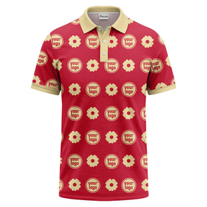 customizable daisy & monogram repeat pattern polo shirt