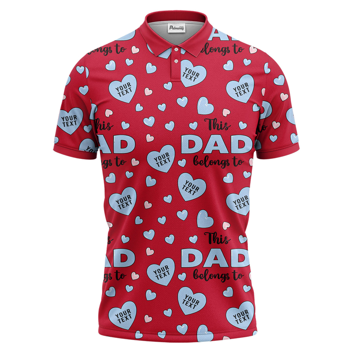 customizable hearts & text father's day all over print polo shirt for men