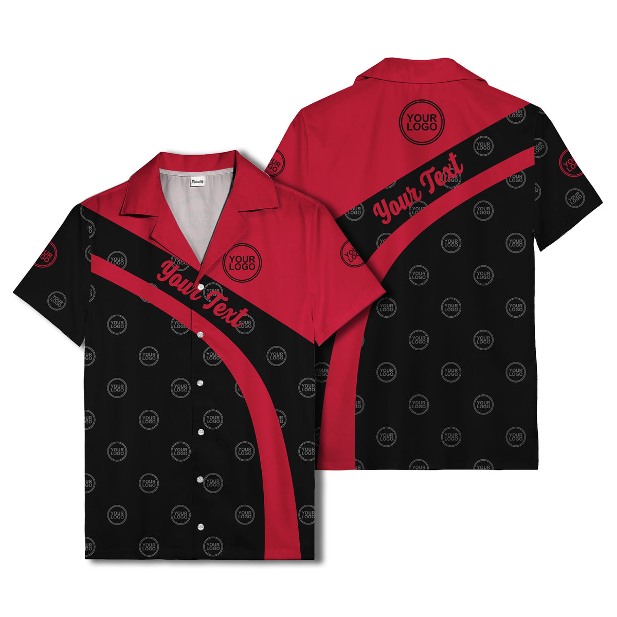 diagonal black stripe custom logo personalized hawaiian shirt