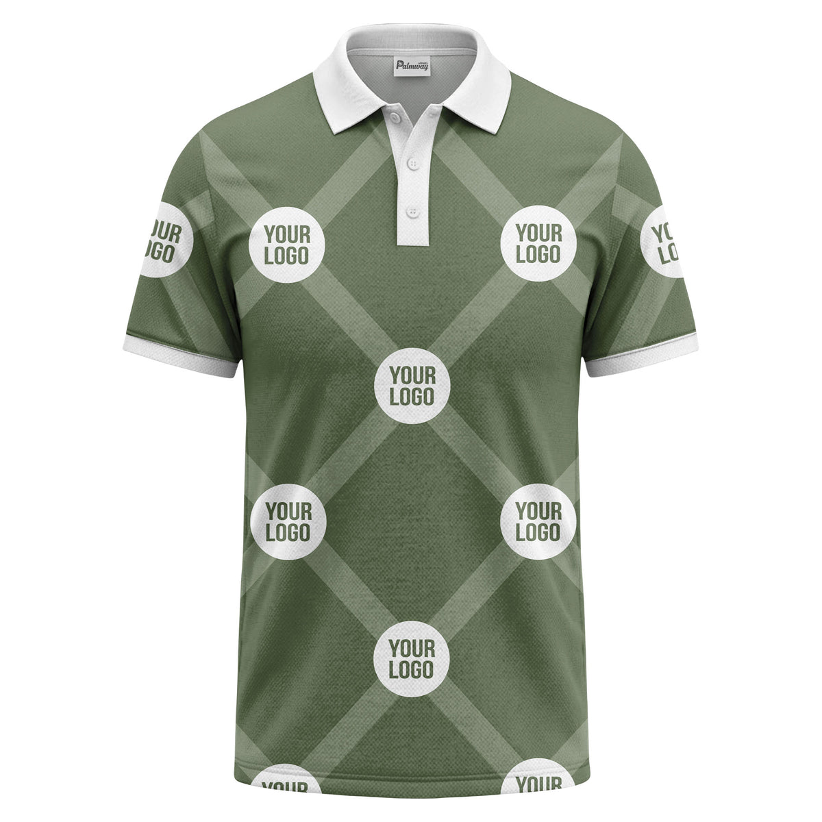 diagonal stripes & repeating custom logo polo shirt for men