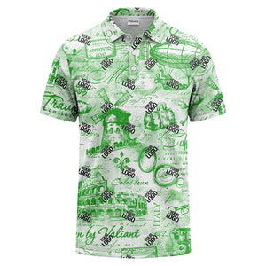 eiffel tower & airship sketched landmark polo shirt for men