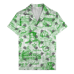 eiffel tower colosseum coffee sketch vintage travel hawaiian shirt