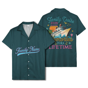family name script & logo circle personalized hawaiian shirt