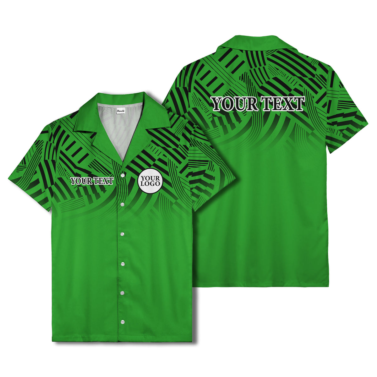 geometric waves & stripes abstract hawaiian shirt for men