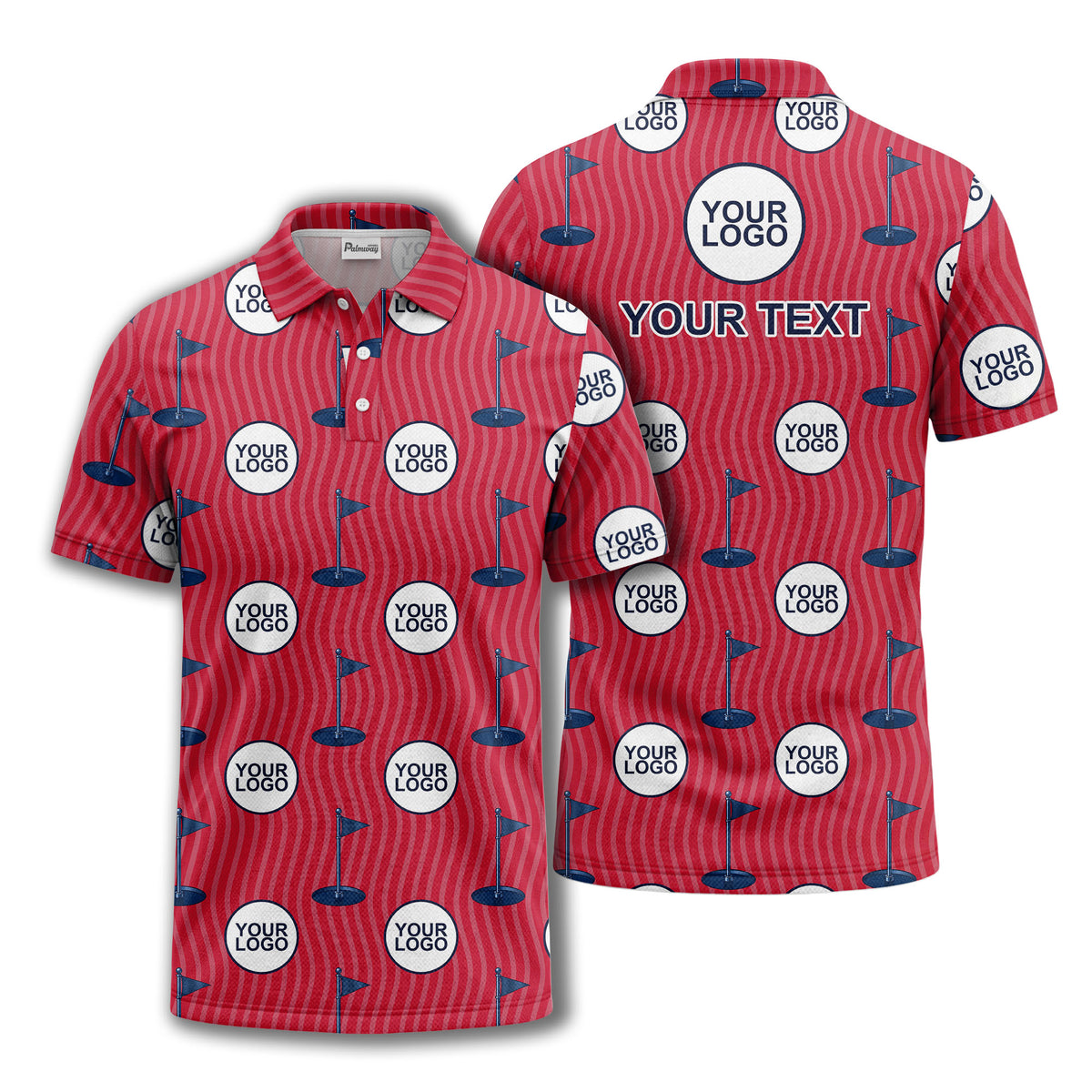 golf flag logo repeat pattern country club golf polo shirt