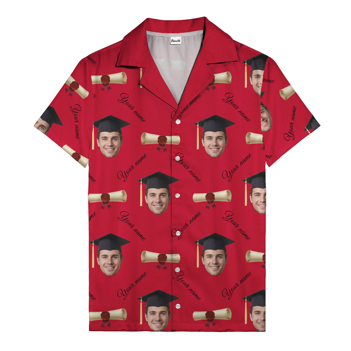 graduation caps diplomas & custom faces hawaiian shirt