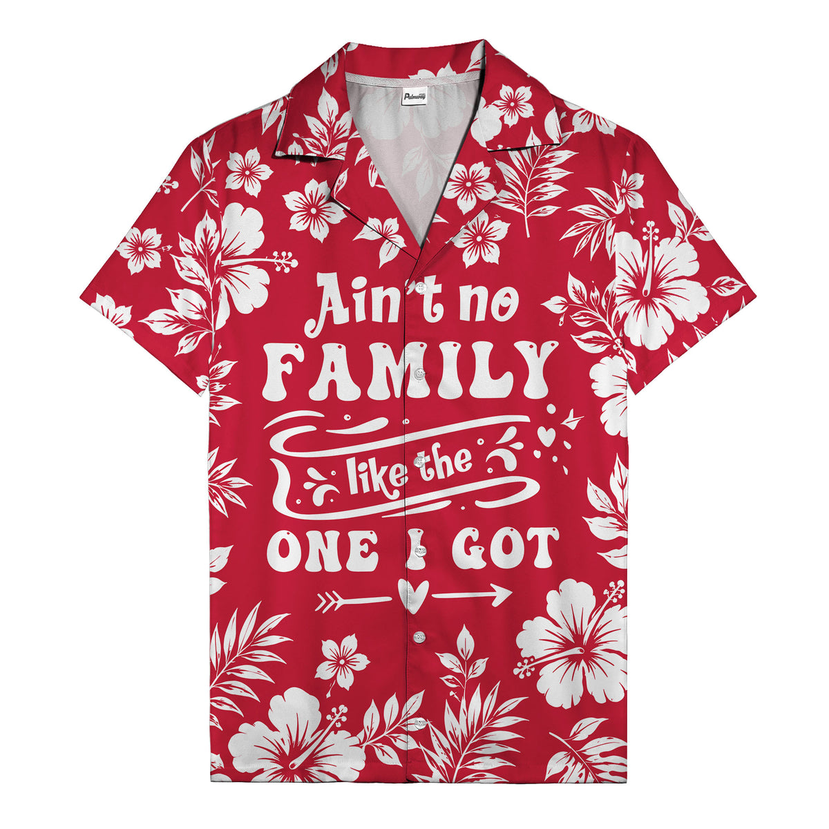 graphic white hibiscus & leaf family tribute hawaiian shirt