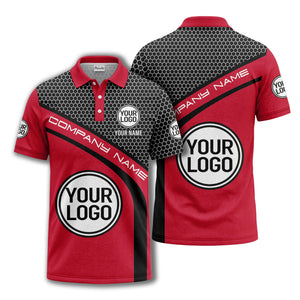 hexagonal grid monogram logo corporate polo shirt for men