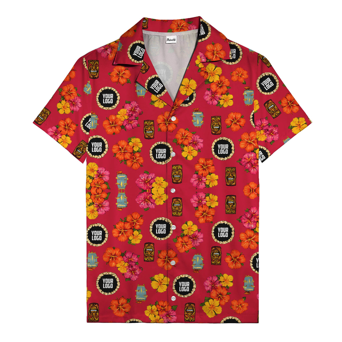 hibiscus & tiki masks all-over print hawaiian shirt for beach getaway