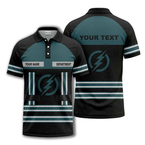 lightning bolt emblem & stripes corporate polo shirt