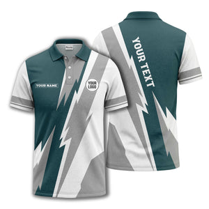 lightning bolt & geometric stripes polo shirt for men