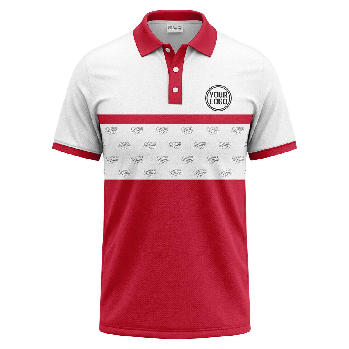 monochrome custom logo repeat stripe polo shirt for men