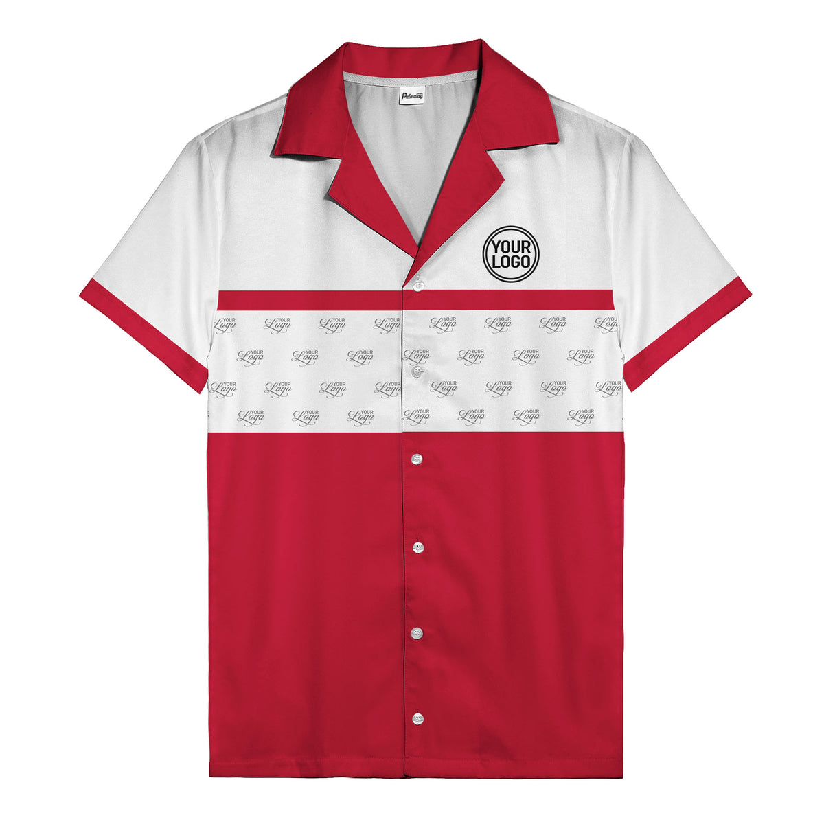 retro bowling custom logo repeat hawaiian shirt for men