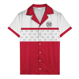 retro bowling custom logo repeat hawaiian shirt for men