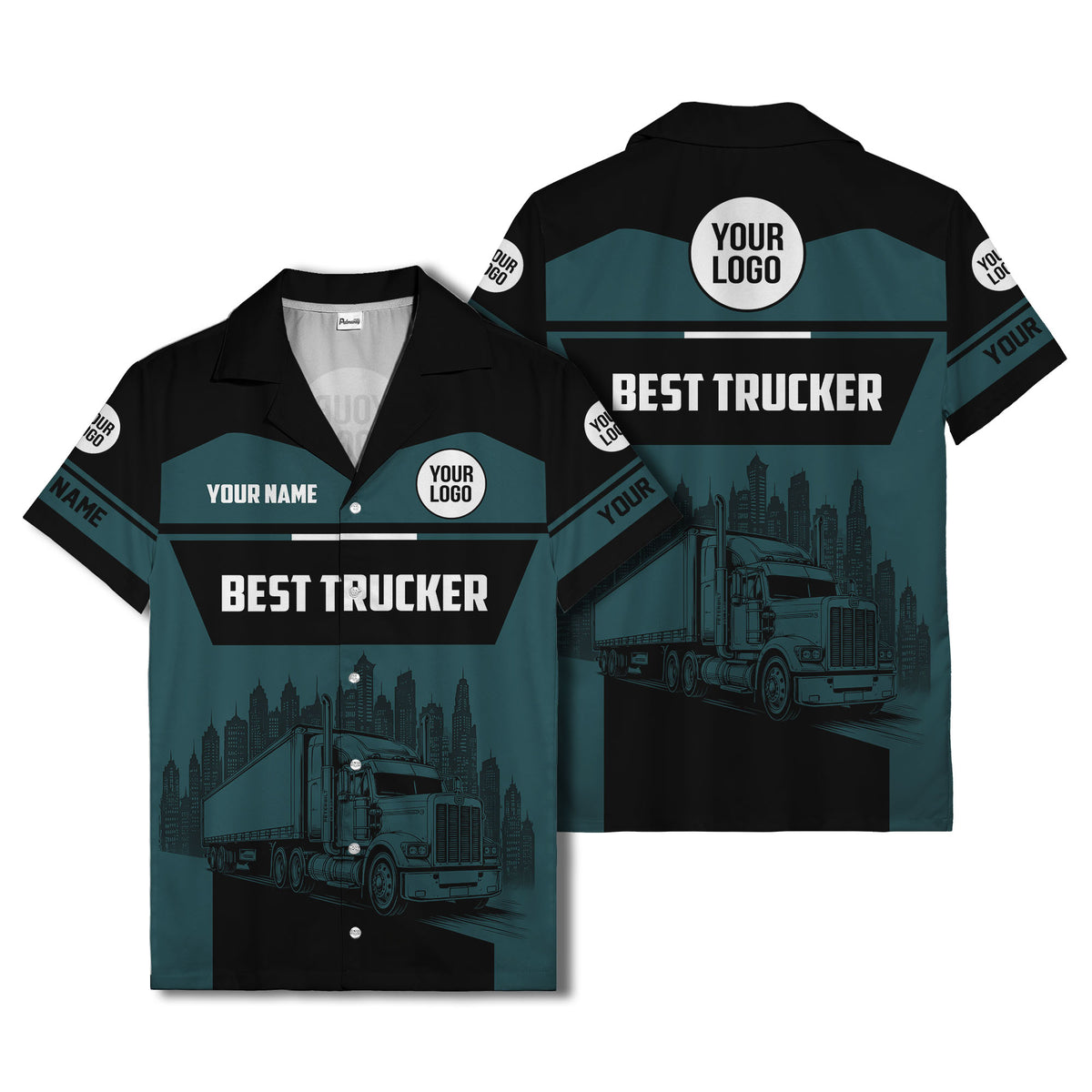 semi-truck cityscape hawaiian shirt for road-warrior professionals
