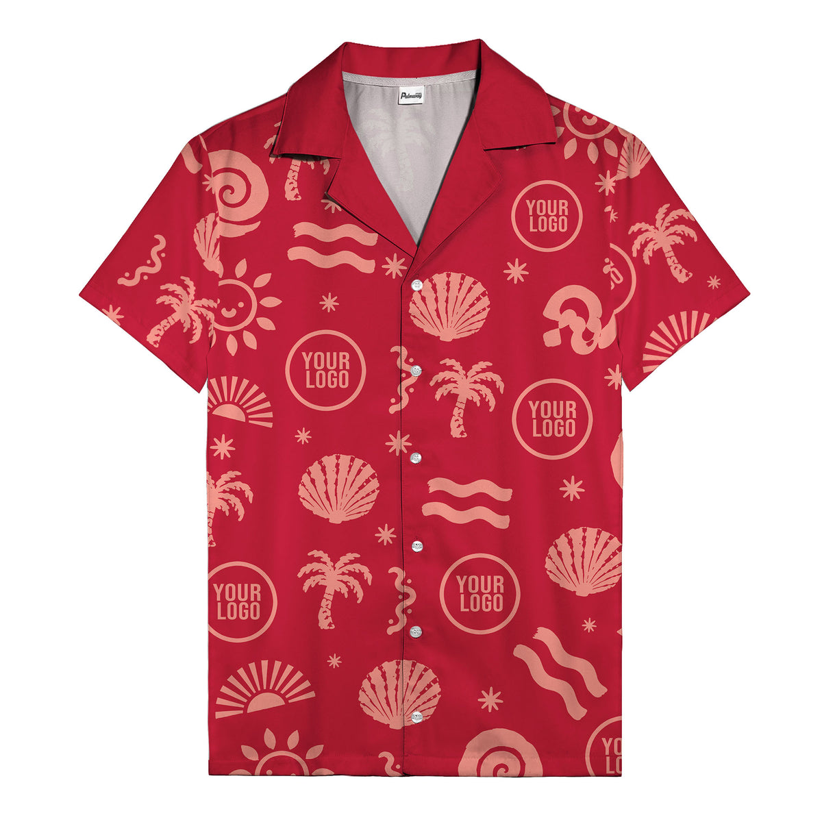 silver palm trees seashells sun waves vintage cartoon hawaiian shirt
