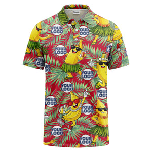 sunglass bananas luau palm leaves polo shirt for men