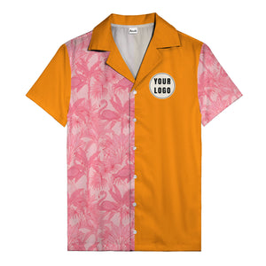 watercolor flamingo pineapple leaf repeat hawaiian shirt for men
