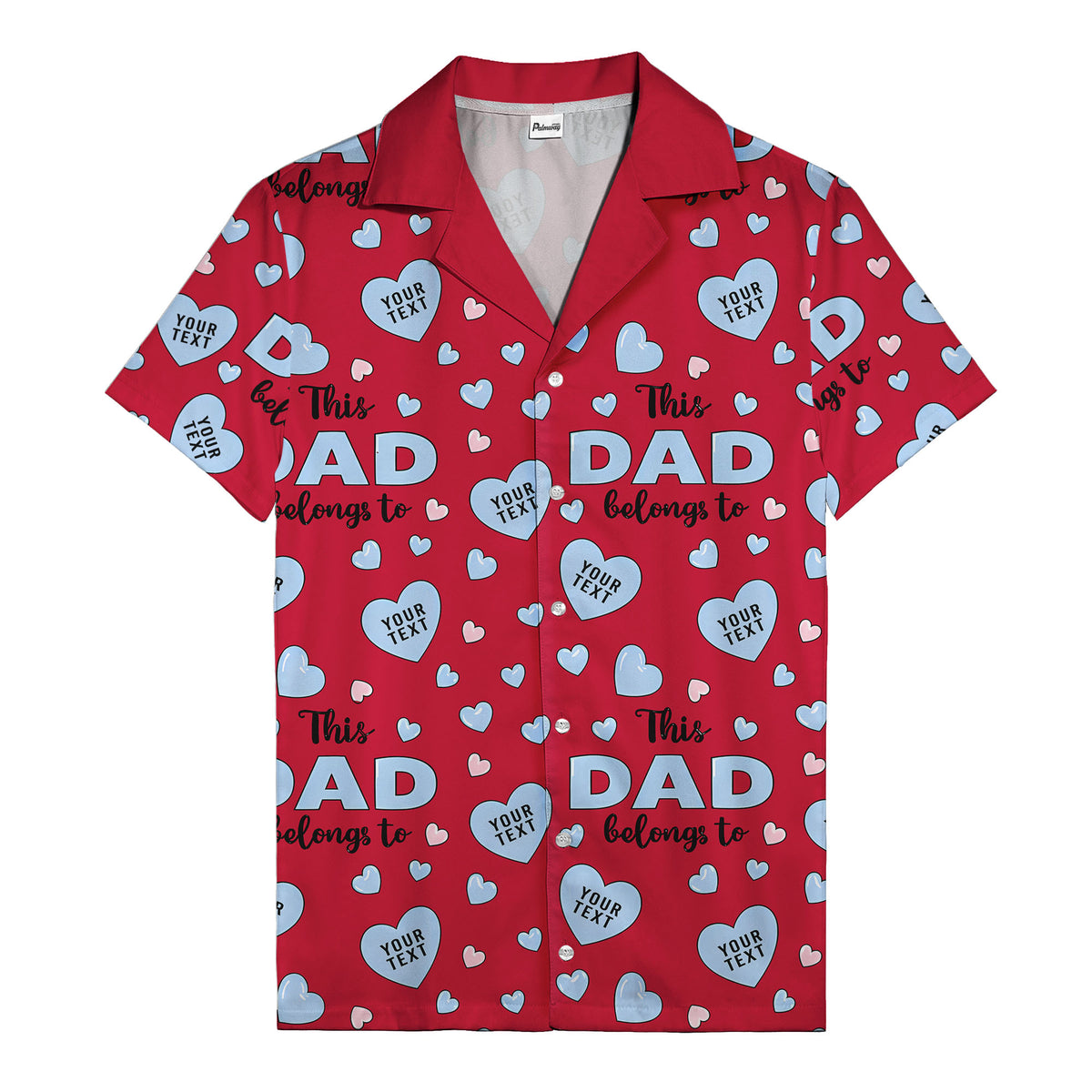 watercolor hearts & custom names hawaiian shirt for dad, navy blue