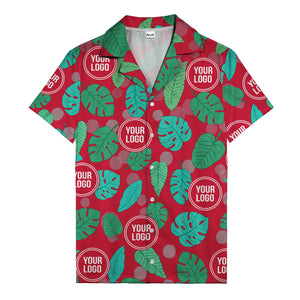 watercolor monstera leaf repeat & signature logo hawaiian shirt