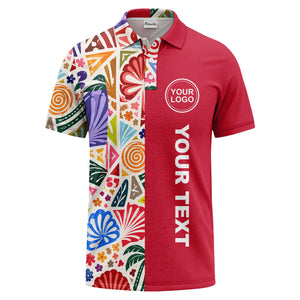 watercolor palm leaves swirls custom geometric all over print polo shirt