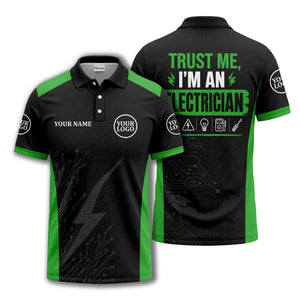 circuit board lightning bolt graphic modern tech polo shirt