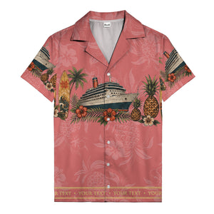 cruise ship surfboard pineapple palm hibiscus hawaiian shirt