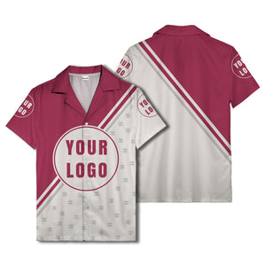 custom logo circles & diagonal stripes minimalist hawaiian shirt for men