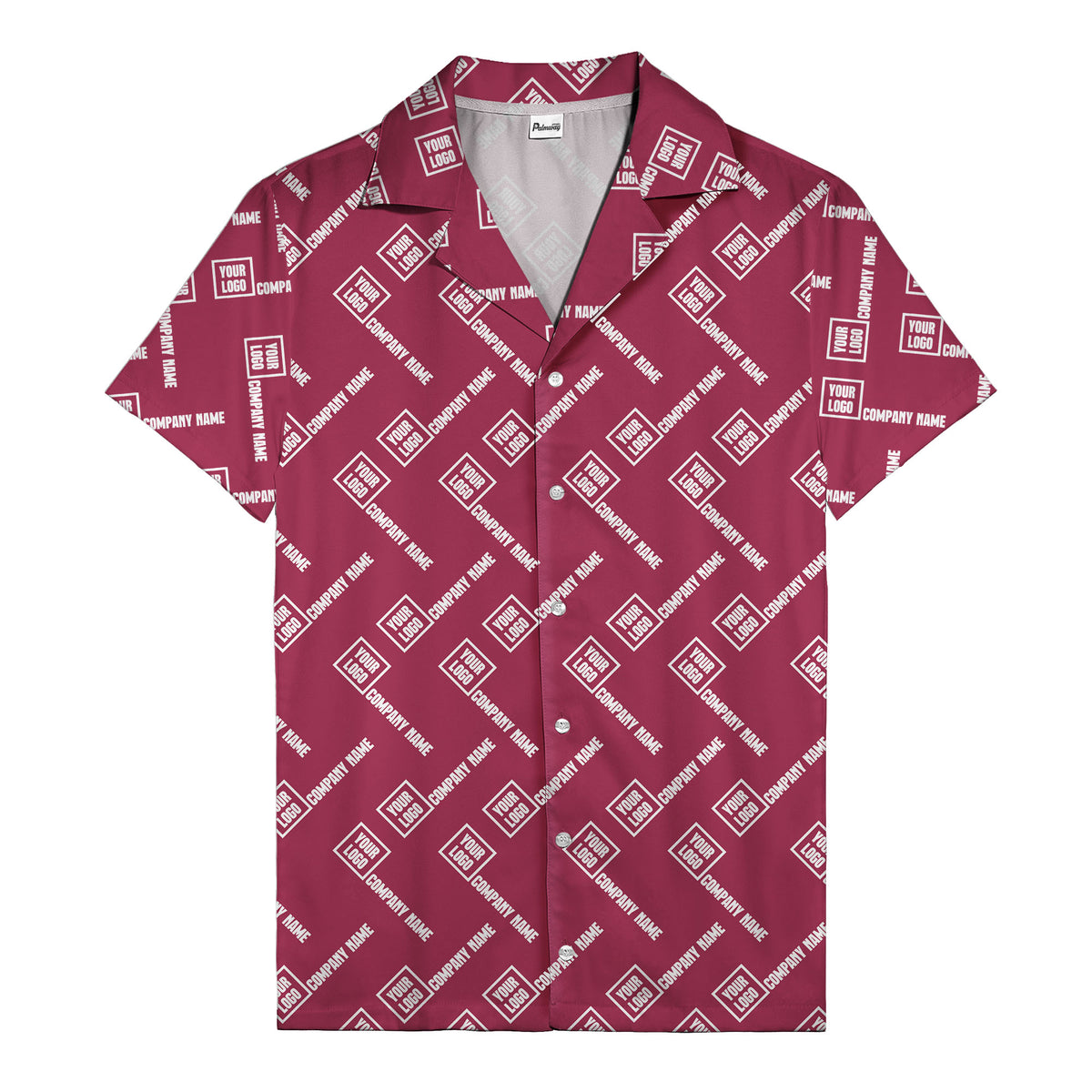 custom logo & company name repeat black hawaiian shirt for men