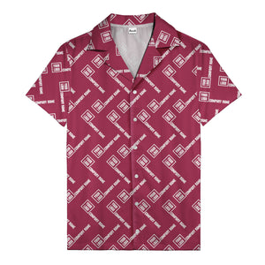 custom logo & company name repeat black hawaiian shirt for men