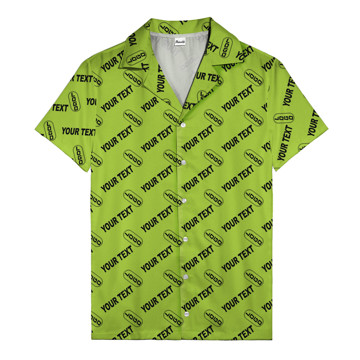 custom logo & editable text repeat pattern black hawaiian shirt
