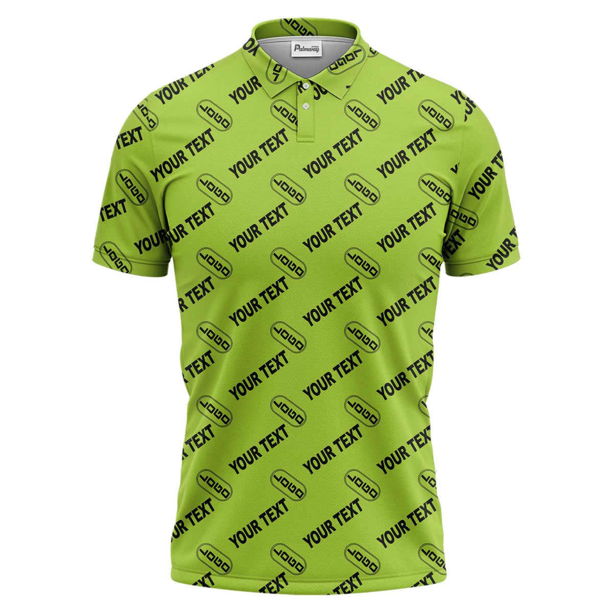 custom logo & monogram text repeat pattern black polo shirt for men