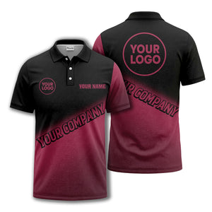 custom logo & name black white gradient corporate polo shirt